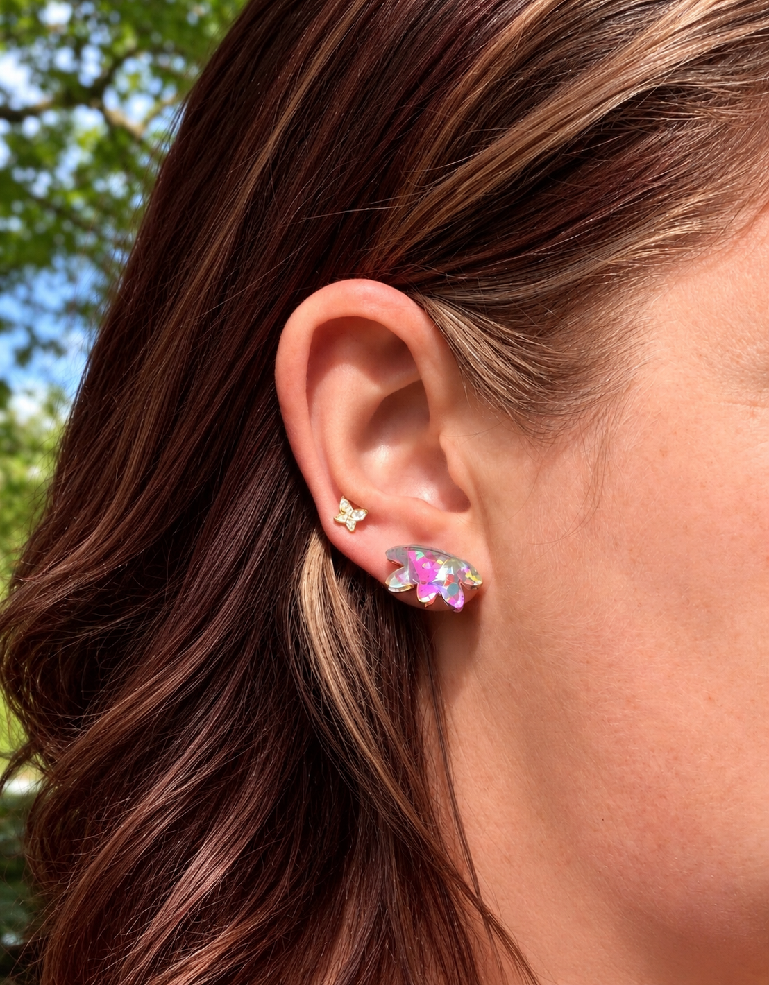 Rainbow Glitter Acrylic Stud Earrings