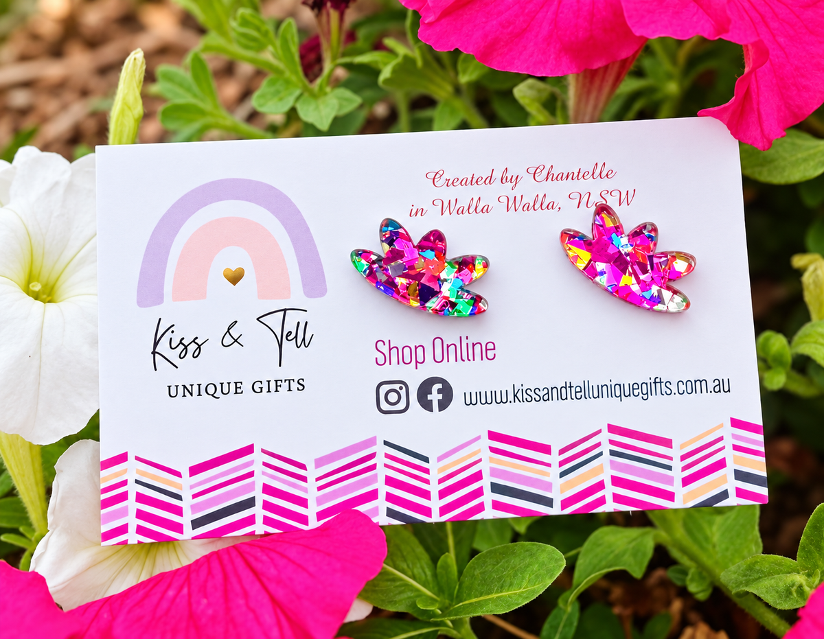 Rainbow Glitter Acrylic Stud Earrings