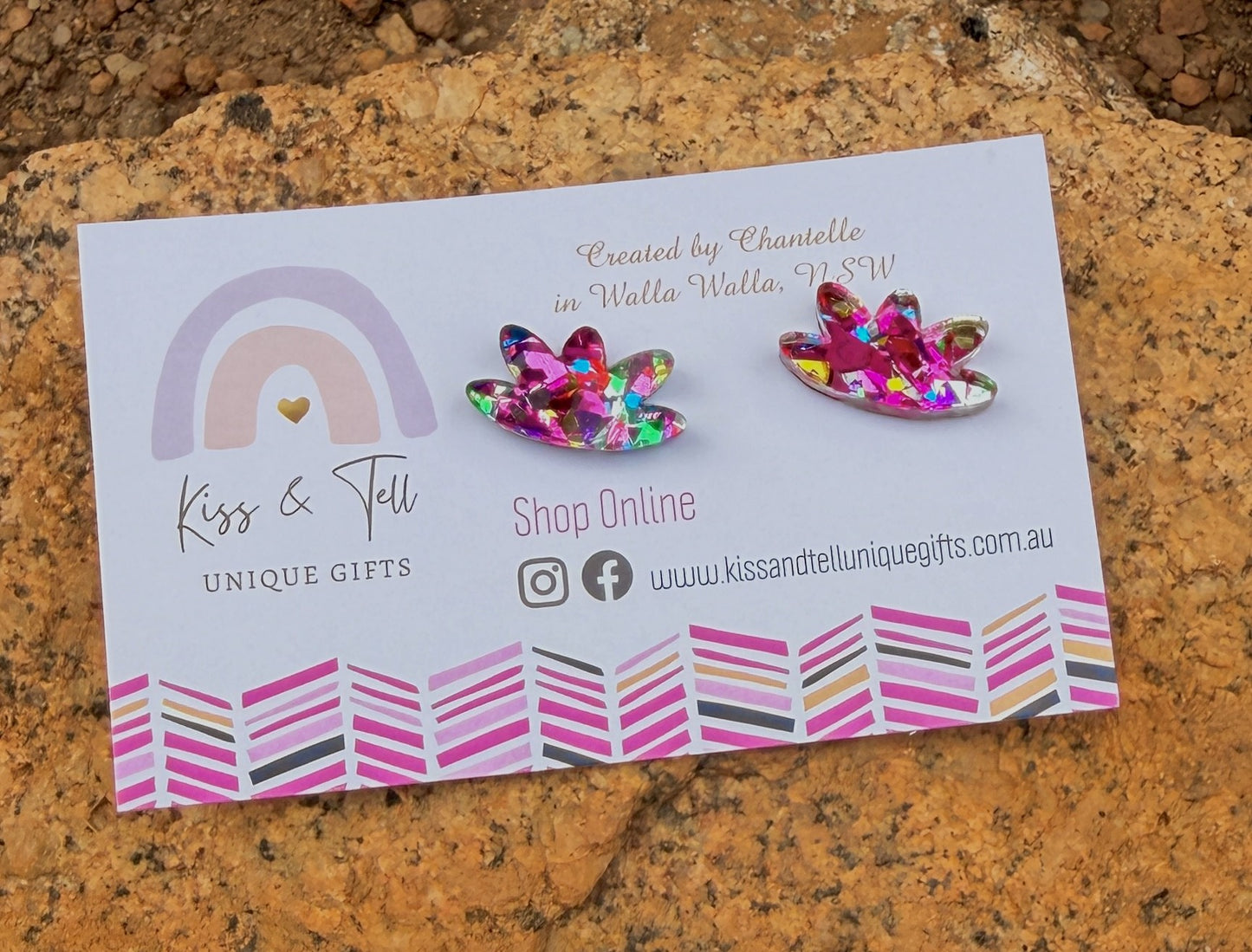 Rainbow Glitter Acrylic Stud Earrings