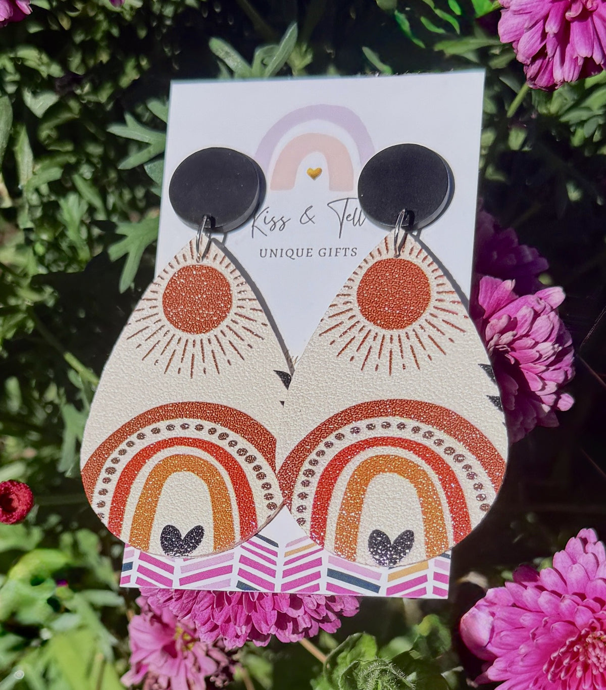 Rainbow Faux Leather Dangle Earrings
