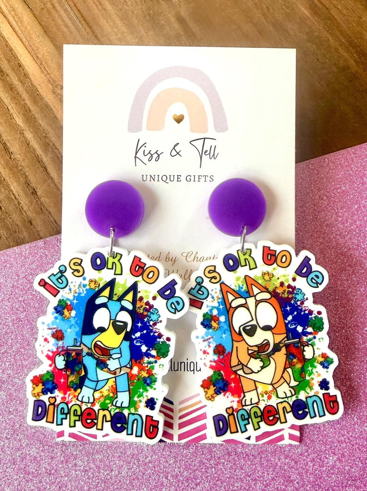 “It’s Ok To Be Different” Bluey Earrings
