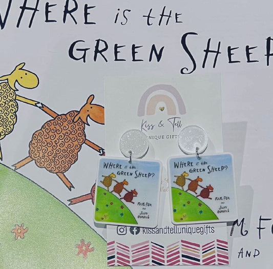 The Green Sheep Book Earrings
