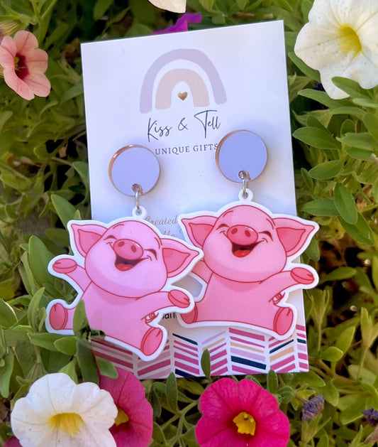 Happy Pig Dangle Earrings