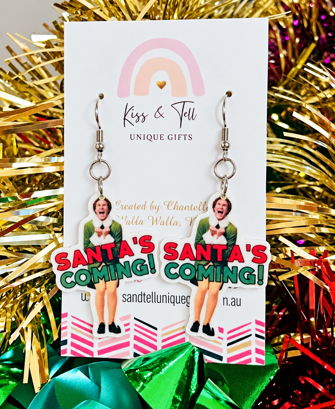 “Santa’s Coming!”  Buddy Elf Dangle Earrings