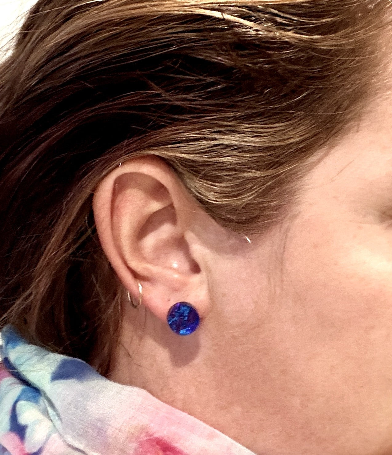 Midnight-Blue Glitter Stud Earrings