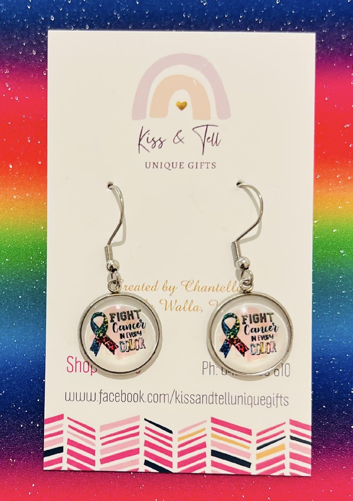 "Fight Cancer in Every Color" Glass Earrings