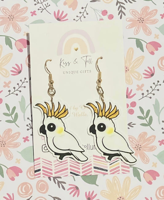 Cockatoo Bird Dangle Earrings