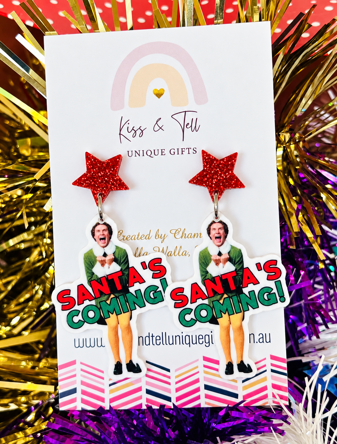 “Santa’s Coming!”  Buddy Elf Dangle Earrings