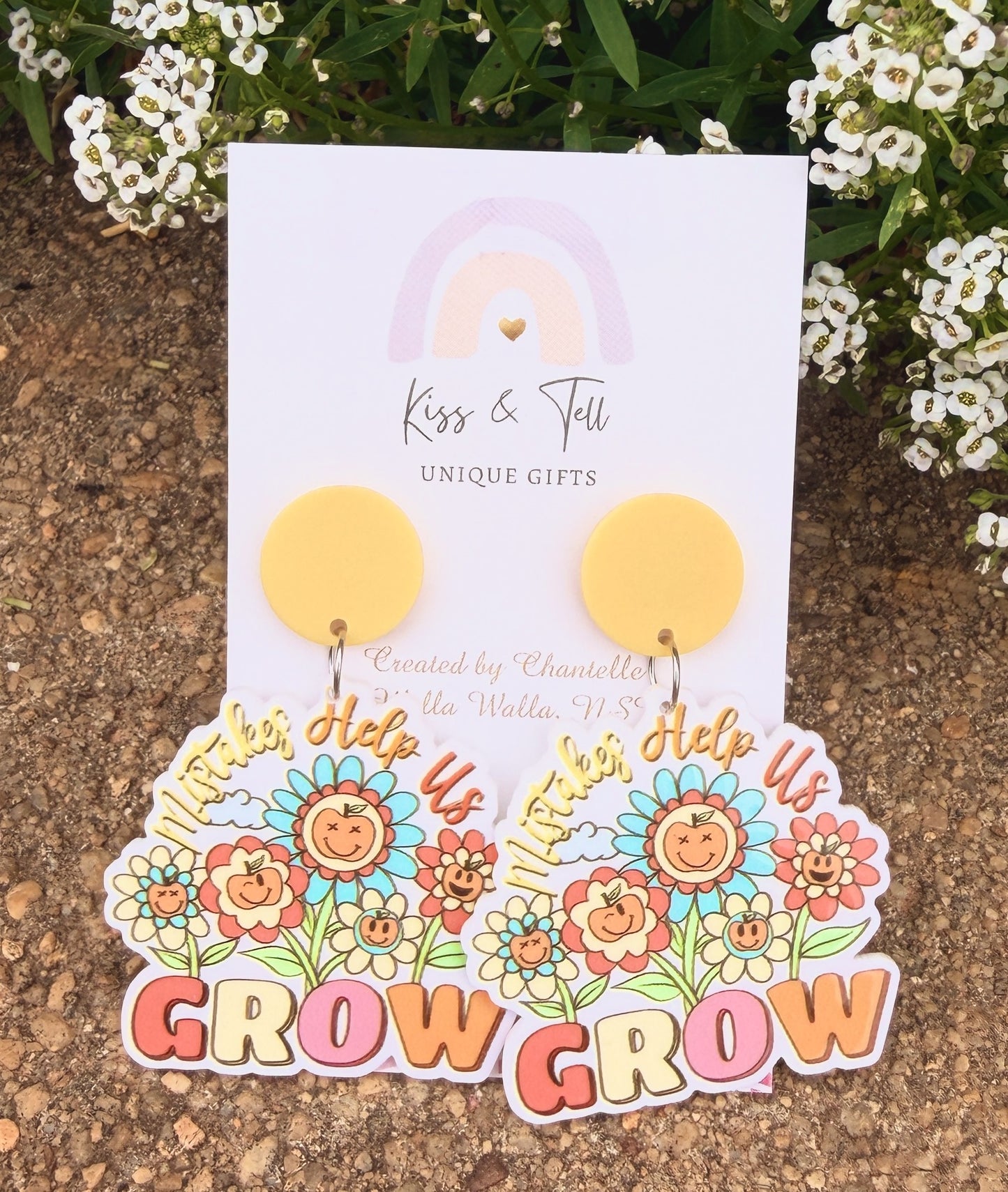 'Mistakes Help Us Grow' Dangle Earrings