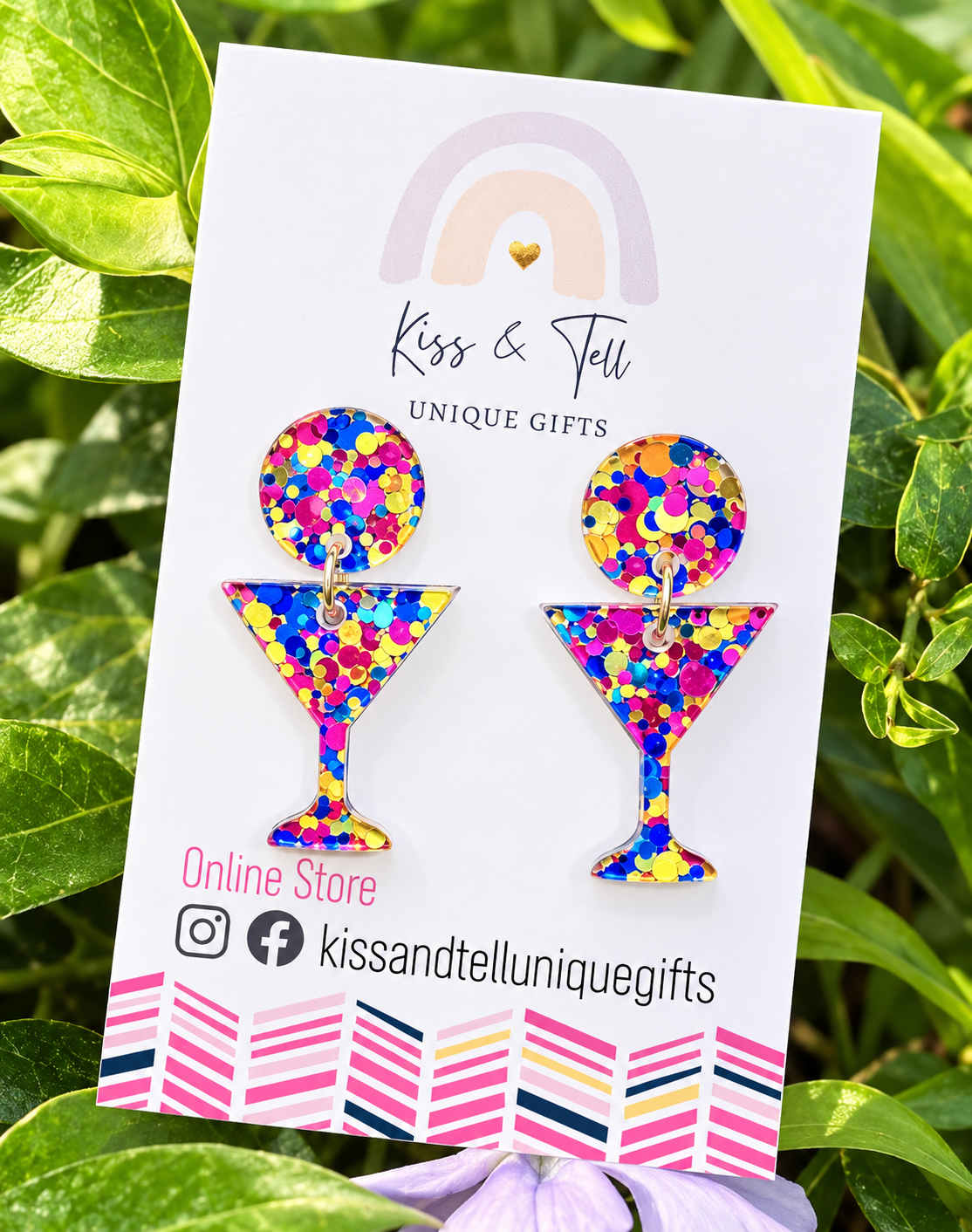 Confetti Glitter Martini Glass Earrings