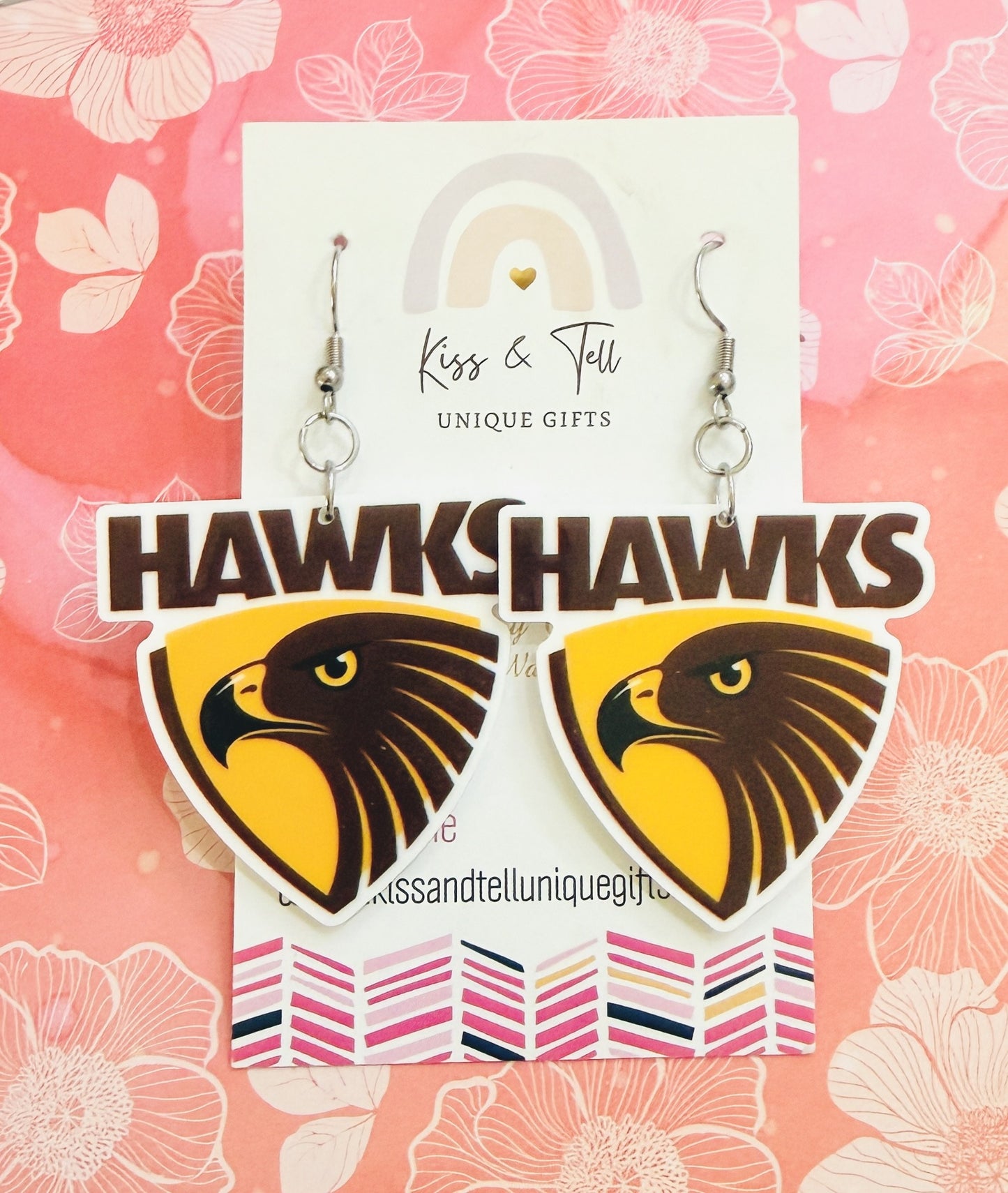 AFL Hawthorn Hawks Team Dangle Earrings