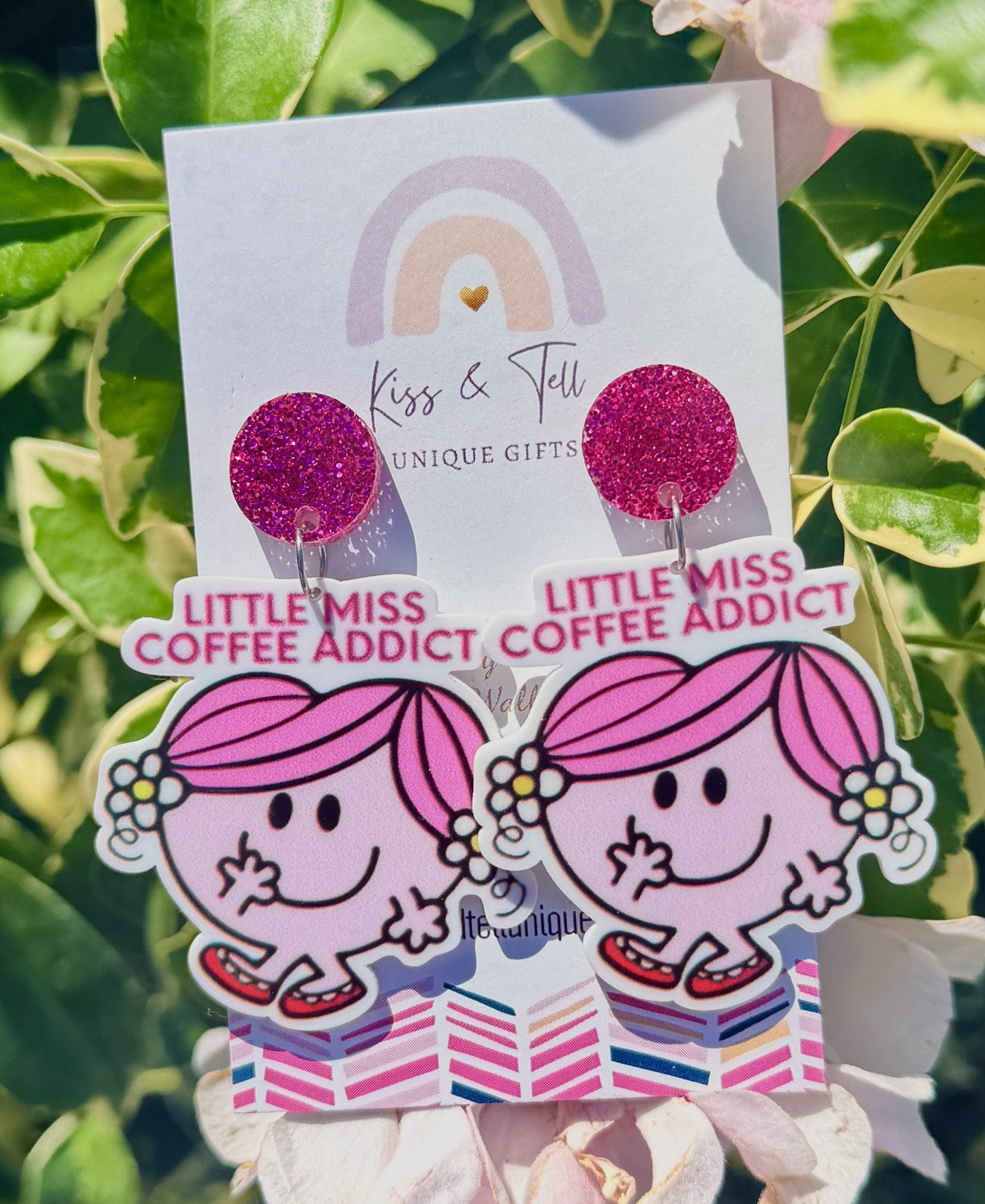 "Little Miss Coffee Addict" Dangle Earrings