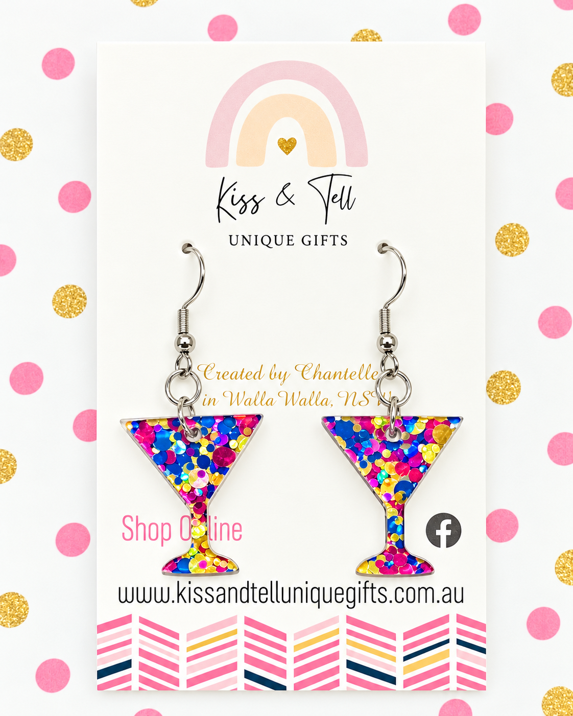 Confetti Glitter Martini Glass Earrings