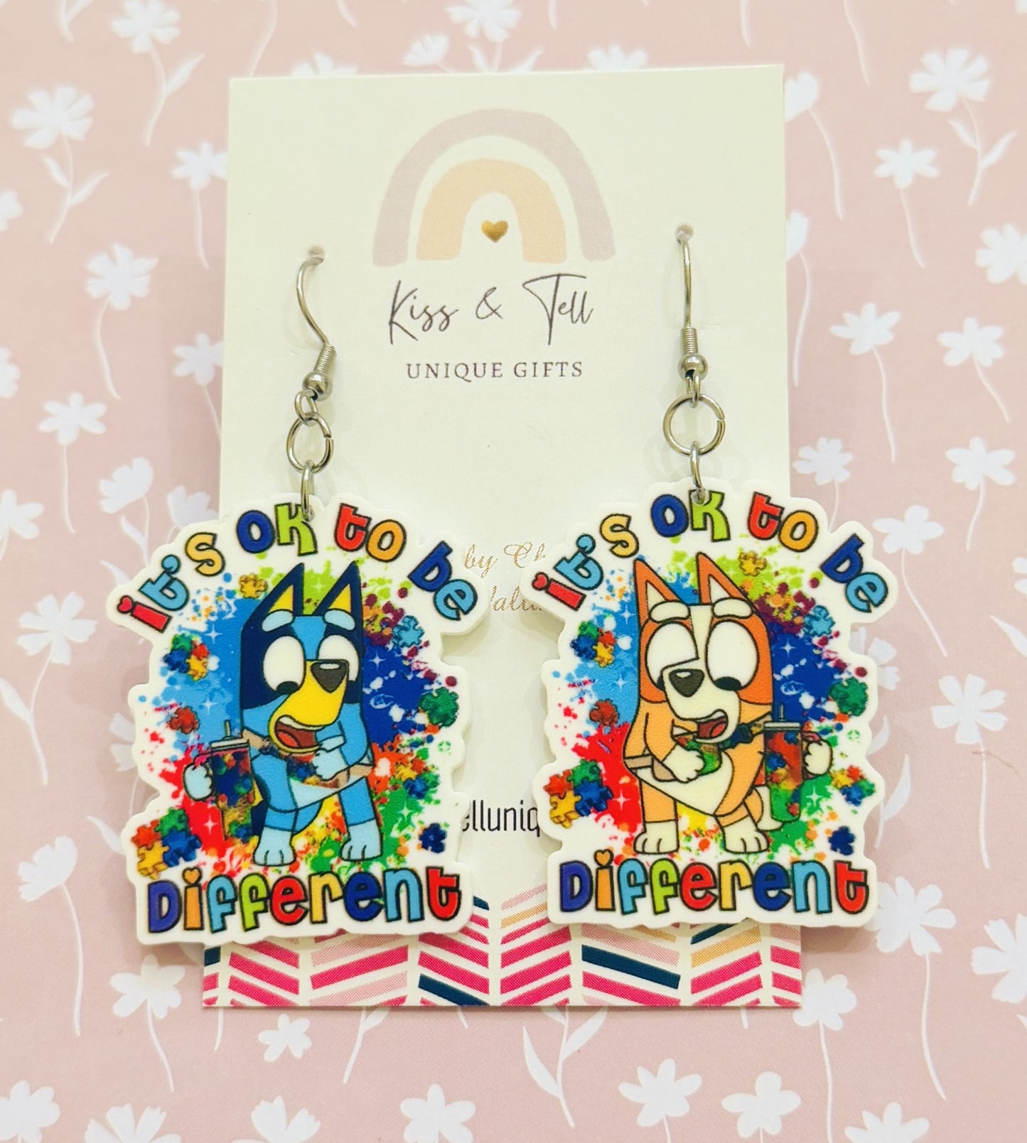 “It’s Ok To Be Different” Bluey Earrings