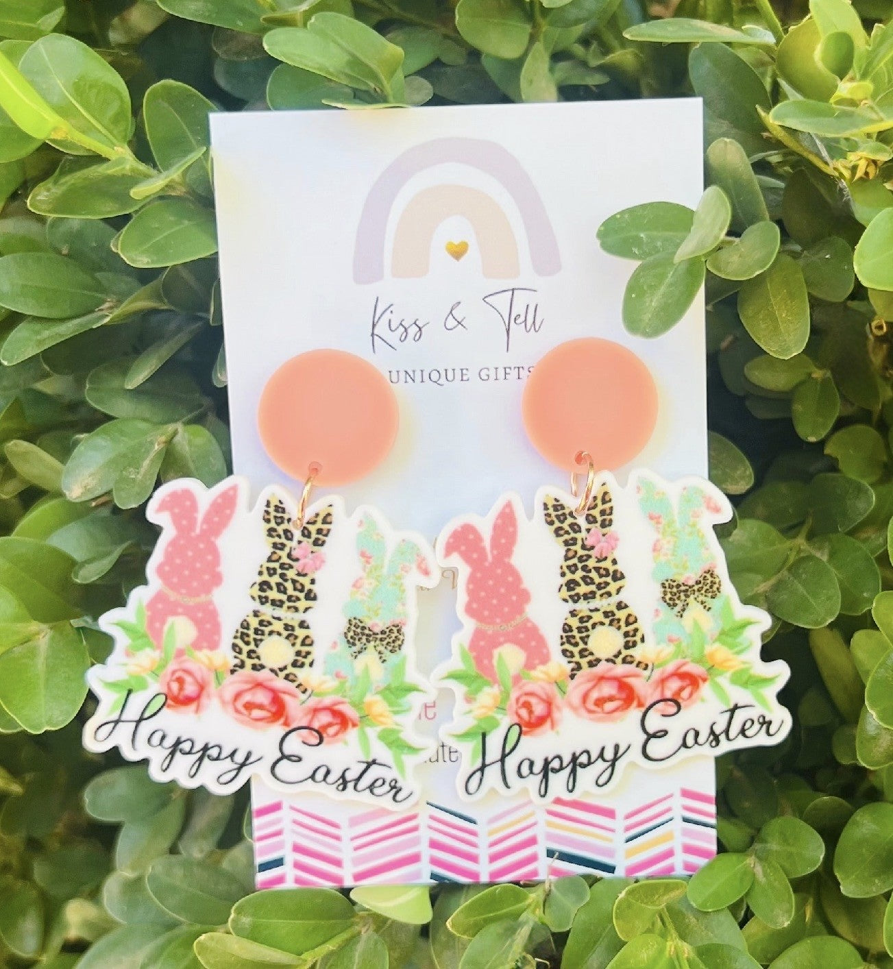 Happy Easter Bunnies Dangle Earrings