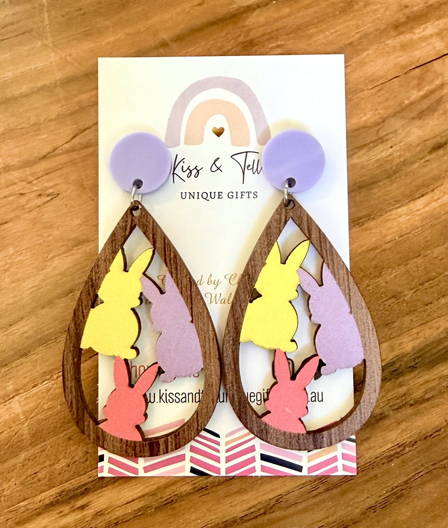 Wooden Easter Dangle Earrings