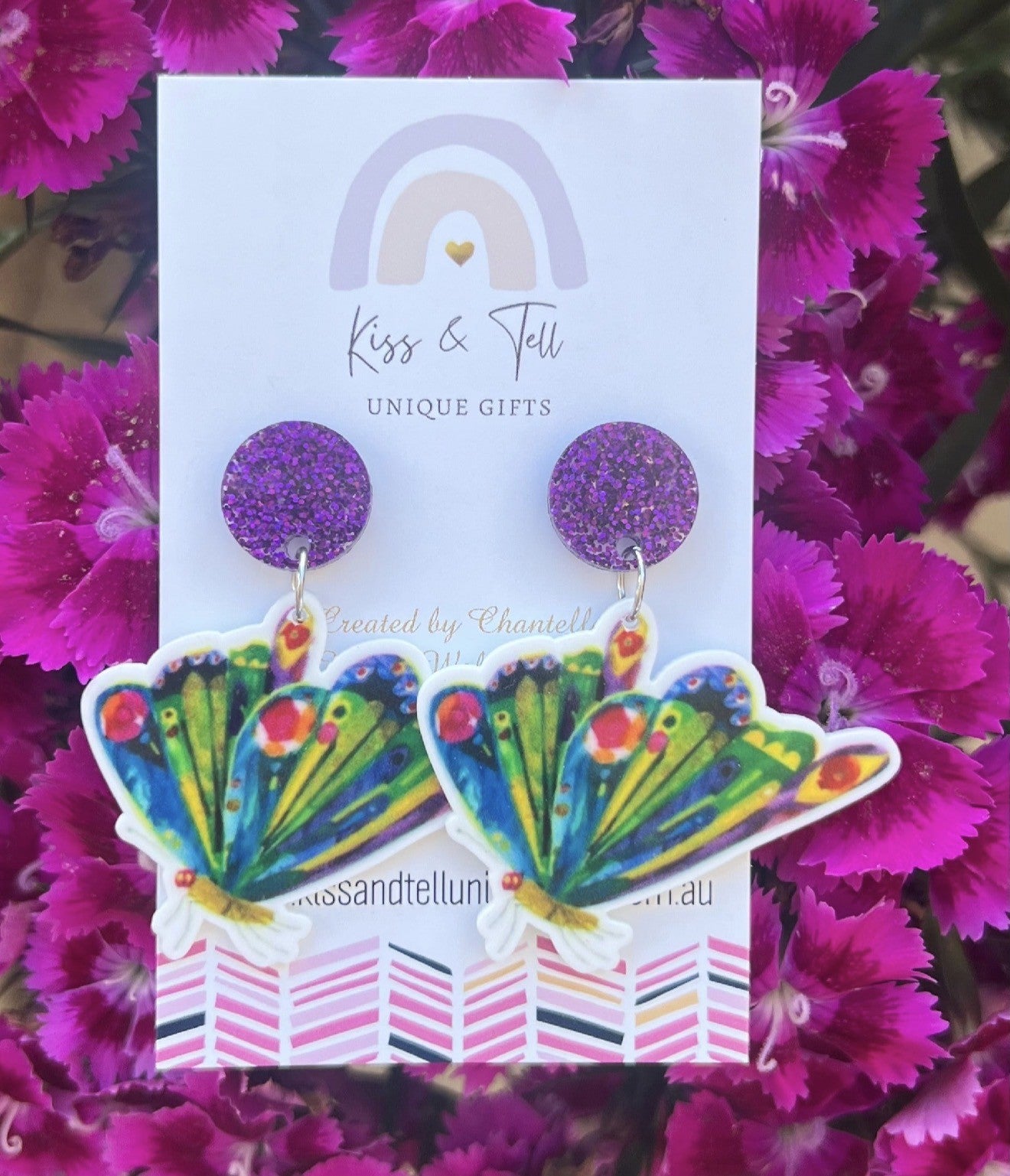 Caterpillar & Butterfly Dangle Earrings