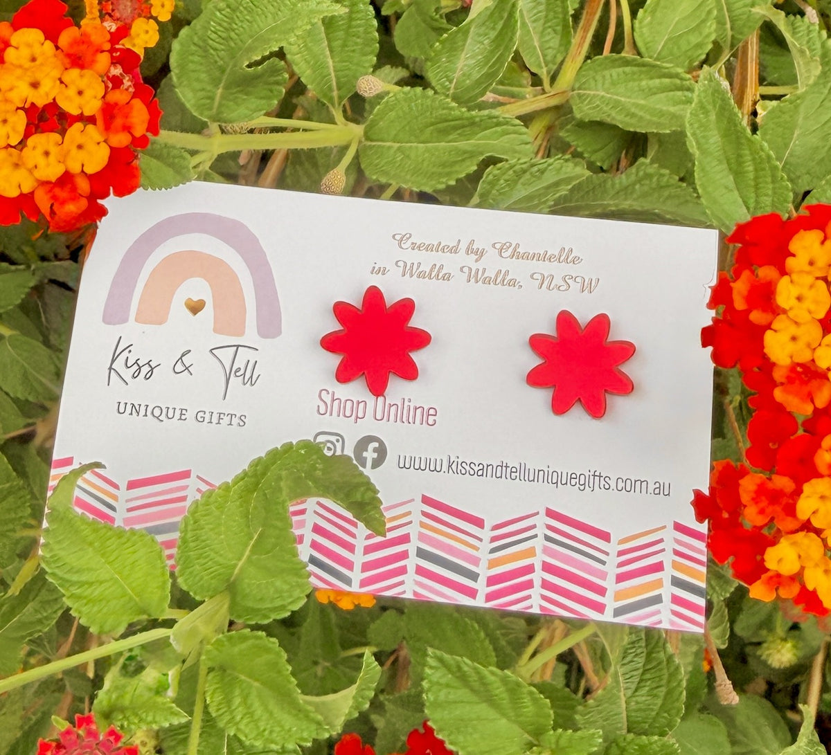 Acrylic Flower Mirror Stud Earrings