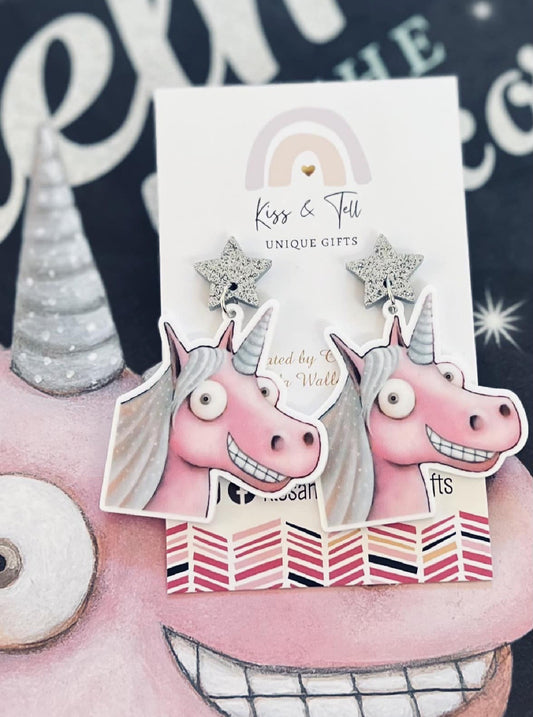 Thelma Unicorn Book Dangle Earrings