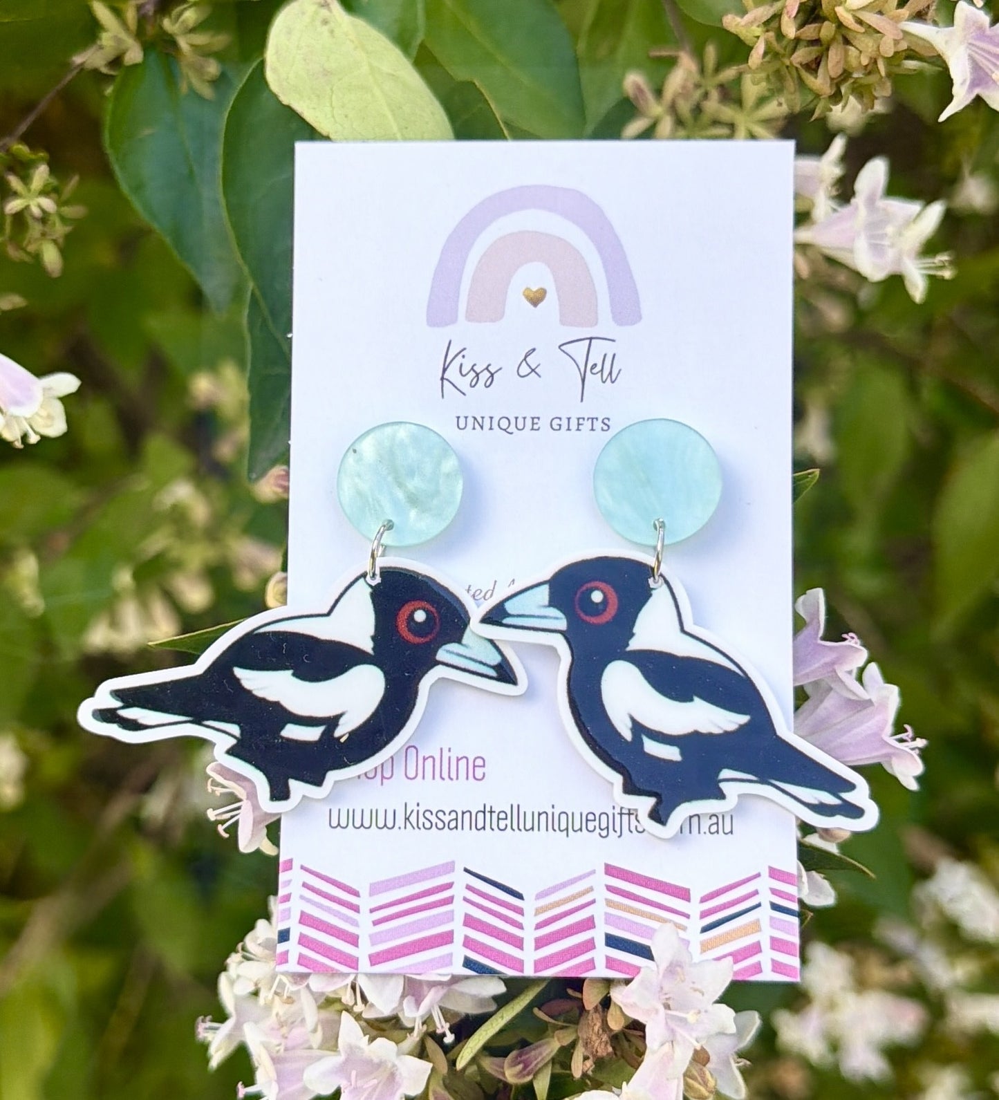 Magpie Bird Dangle Earrings
