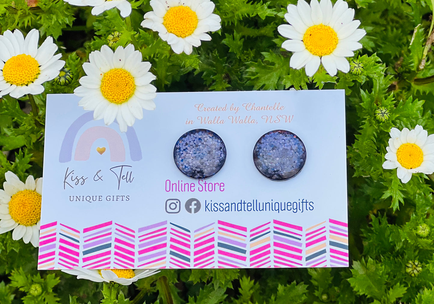 Large Glitter Stud Earrings