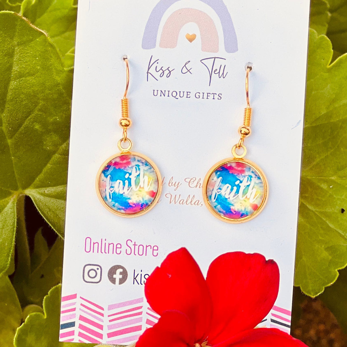 “Faith” Gold Dangle Earrings