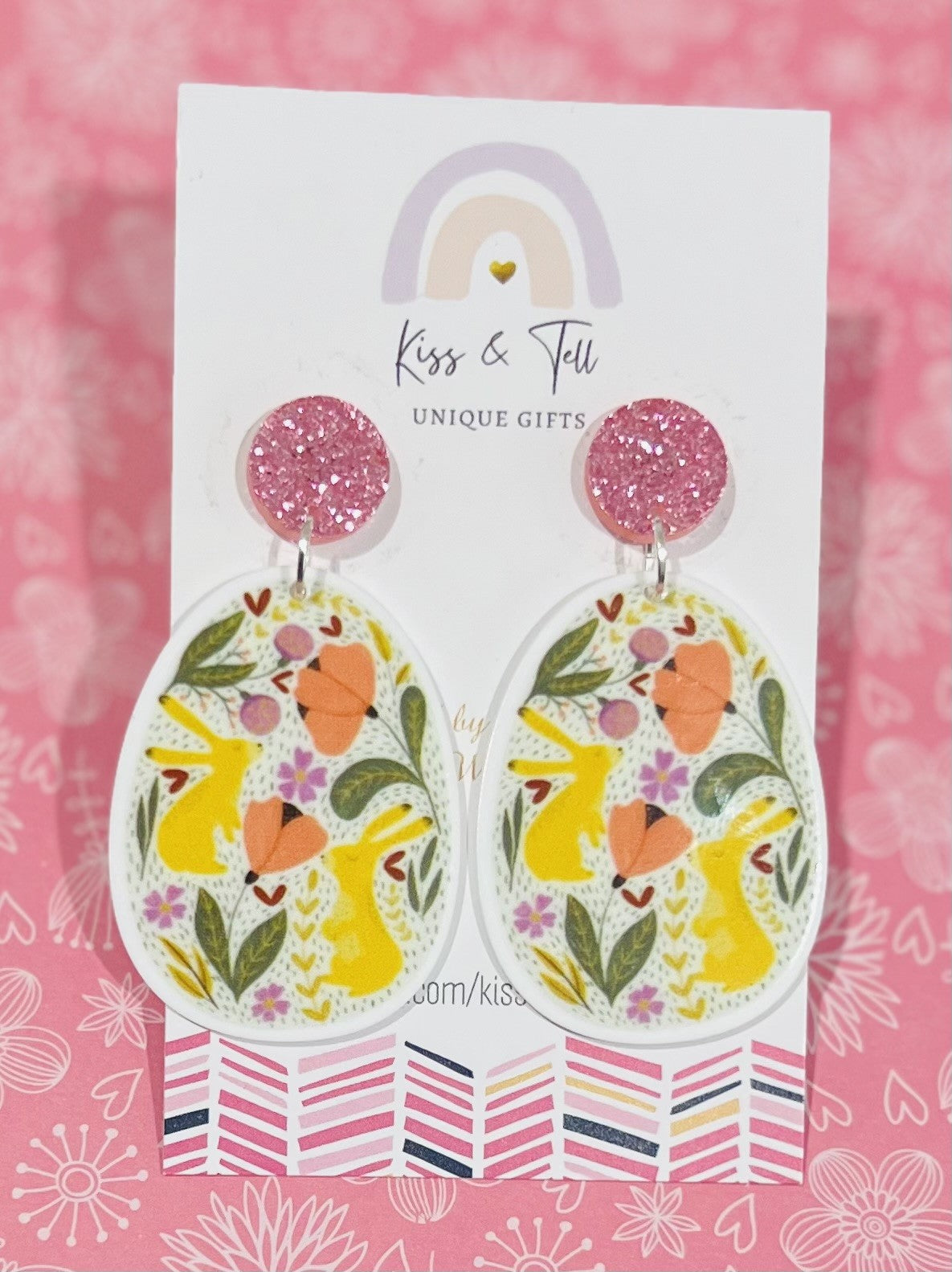 * SALE * Yellow Bunny Easter Egg Dangle Earrings