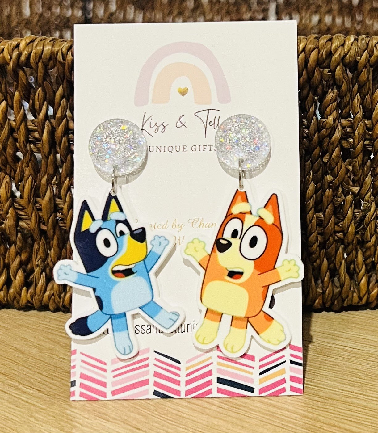 Mismatched Bluey & Bingo Dangle Earrings