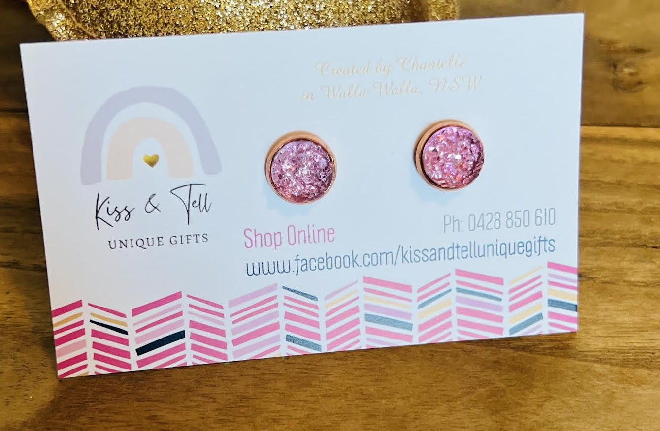 Druzy Stones in Bezel Stud Setting