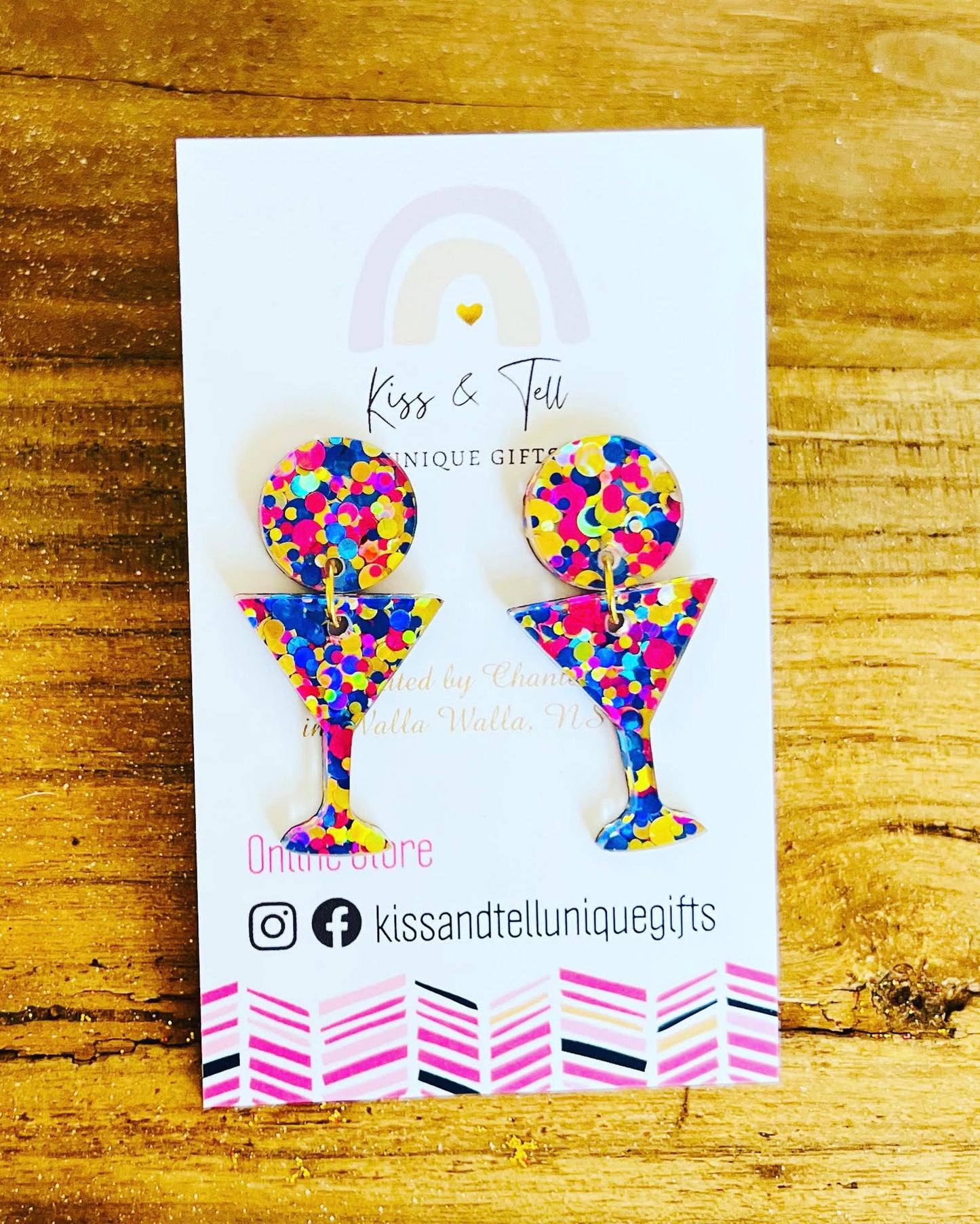 Confetti Glitter Martini Glass Earrings