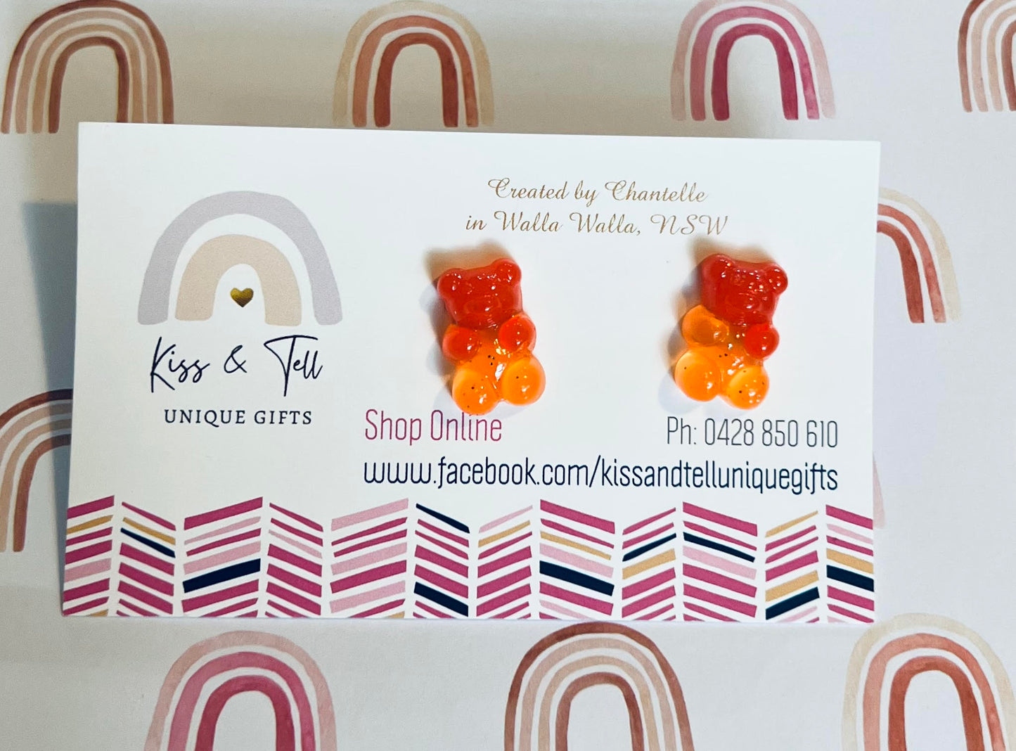 Ombre Glitter Gummi Bear Stud Earrings