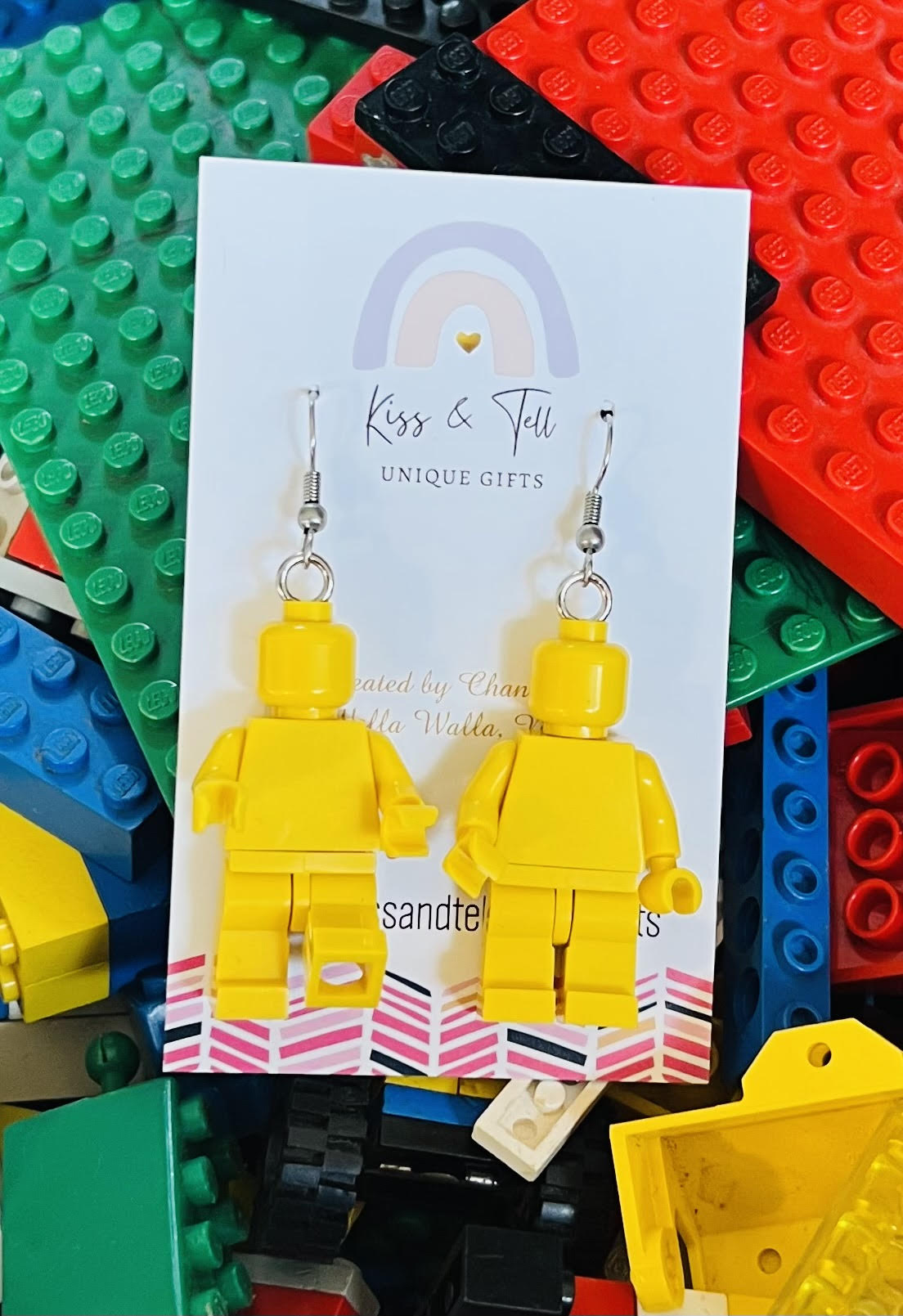 Lego Brick Man Dangle Earrings