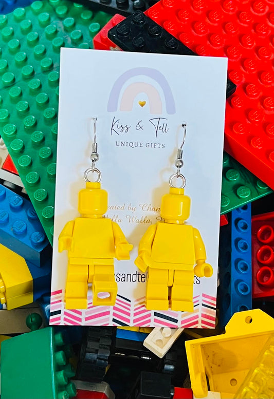 Lego Brick Man Dangle Earrings