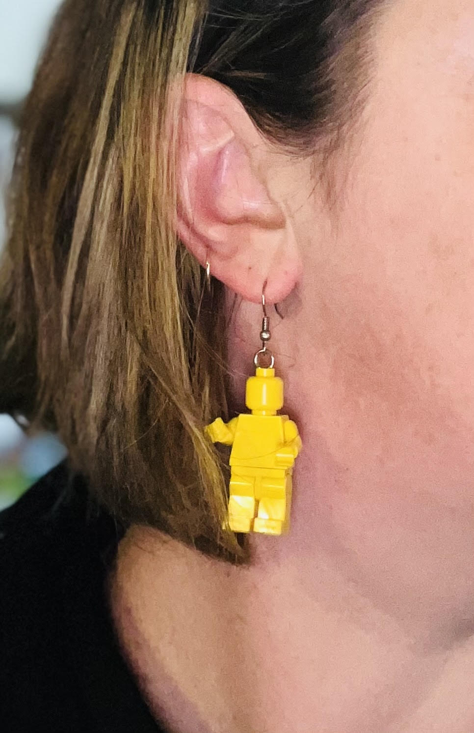 Lego Brick Man Dangle Earrings