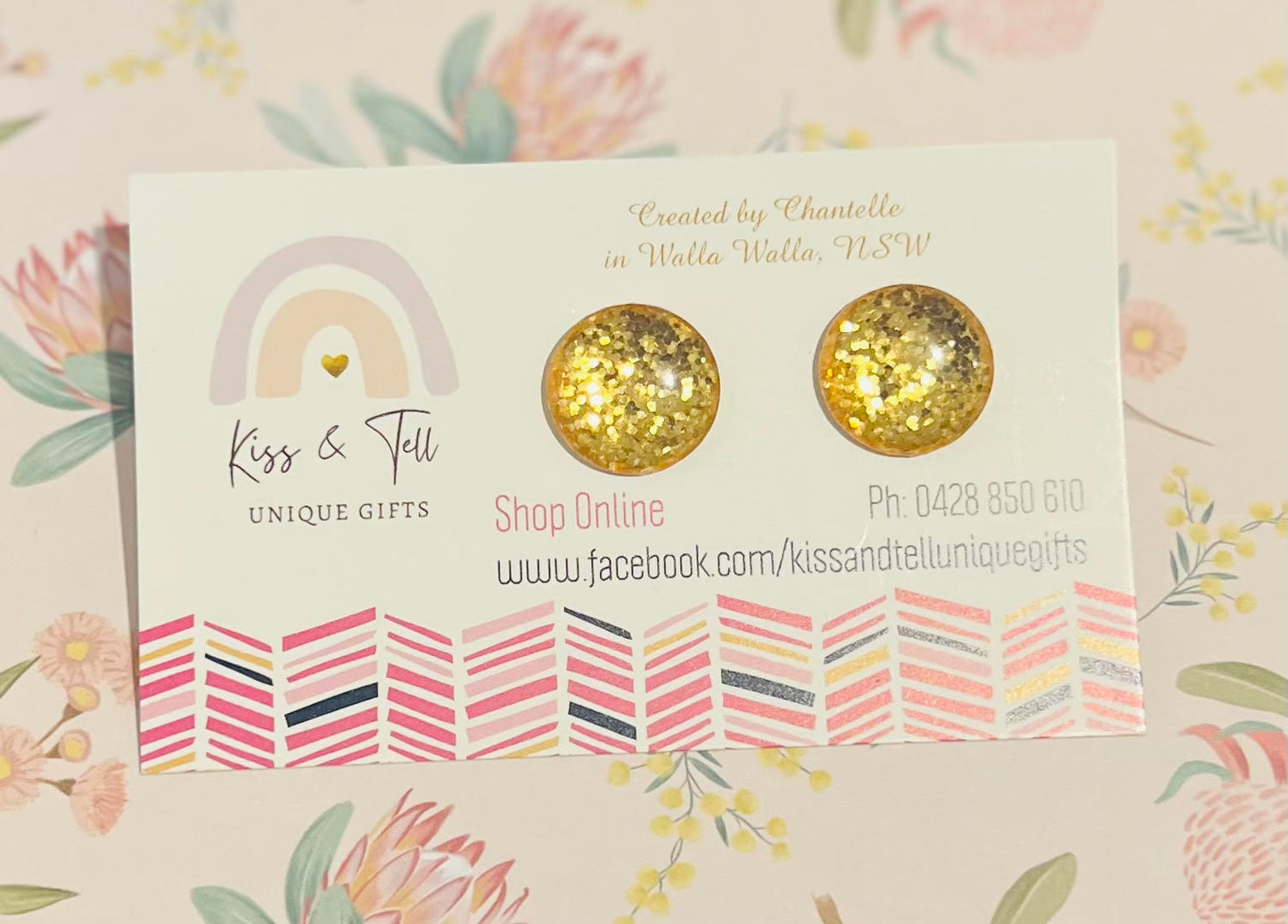 Large Glitter Stud Earrings