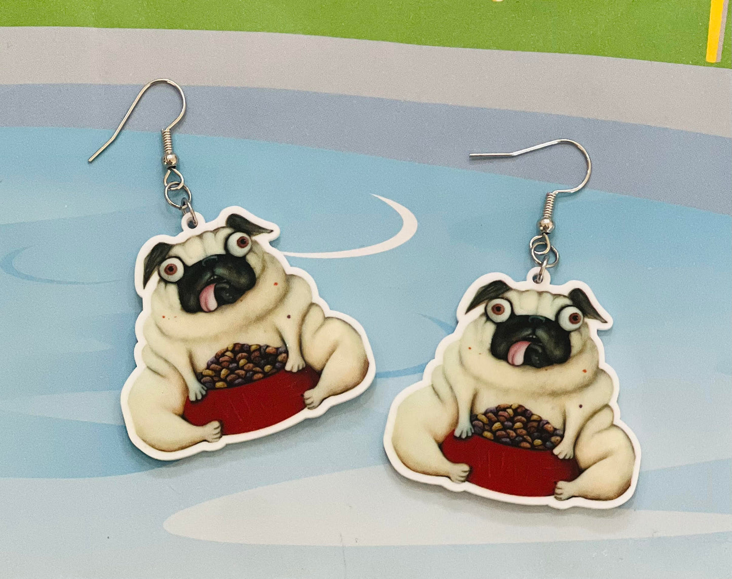 Pug Book Character Dangle Earrings