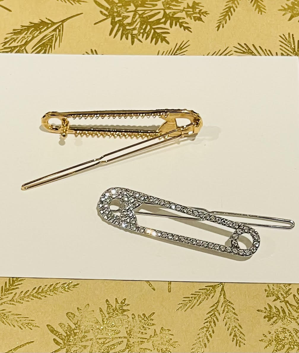 Rhinestone Safety Pin Hair Slides Set