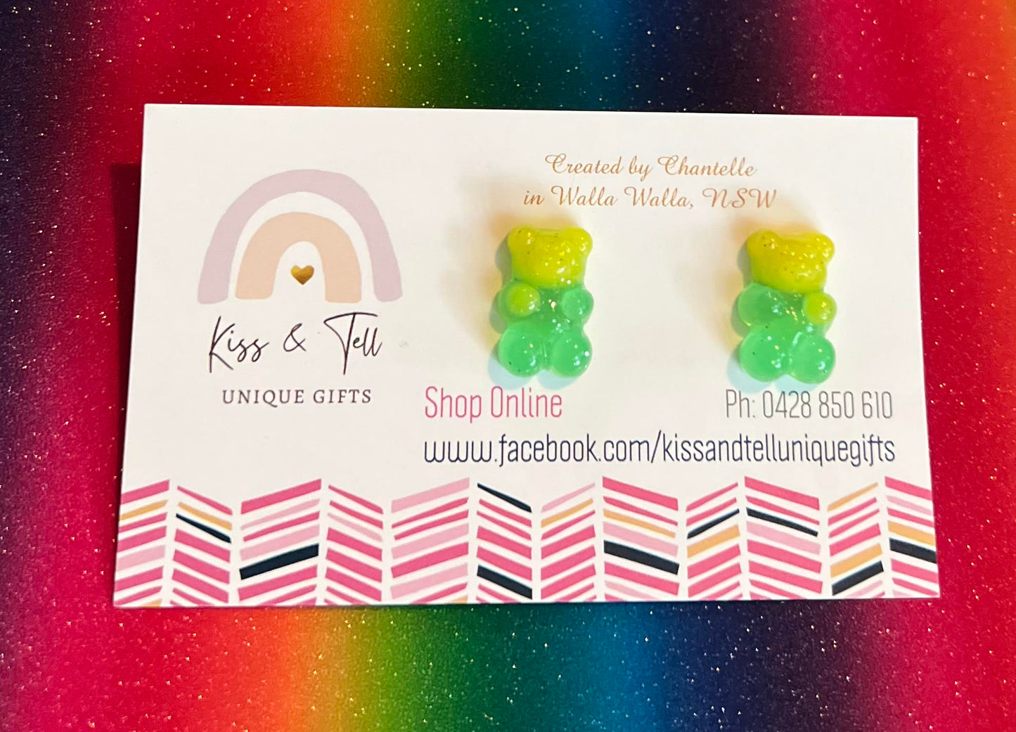 Ombre Glitter Gummi Bear Stud Earrings