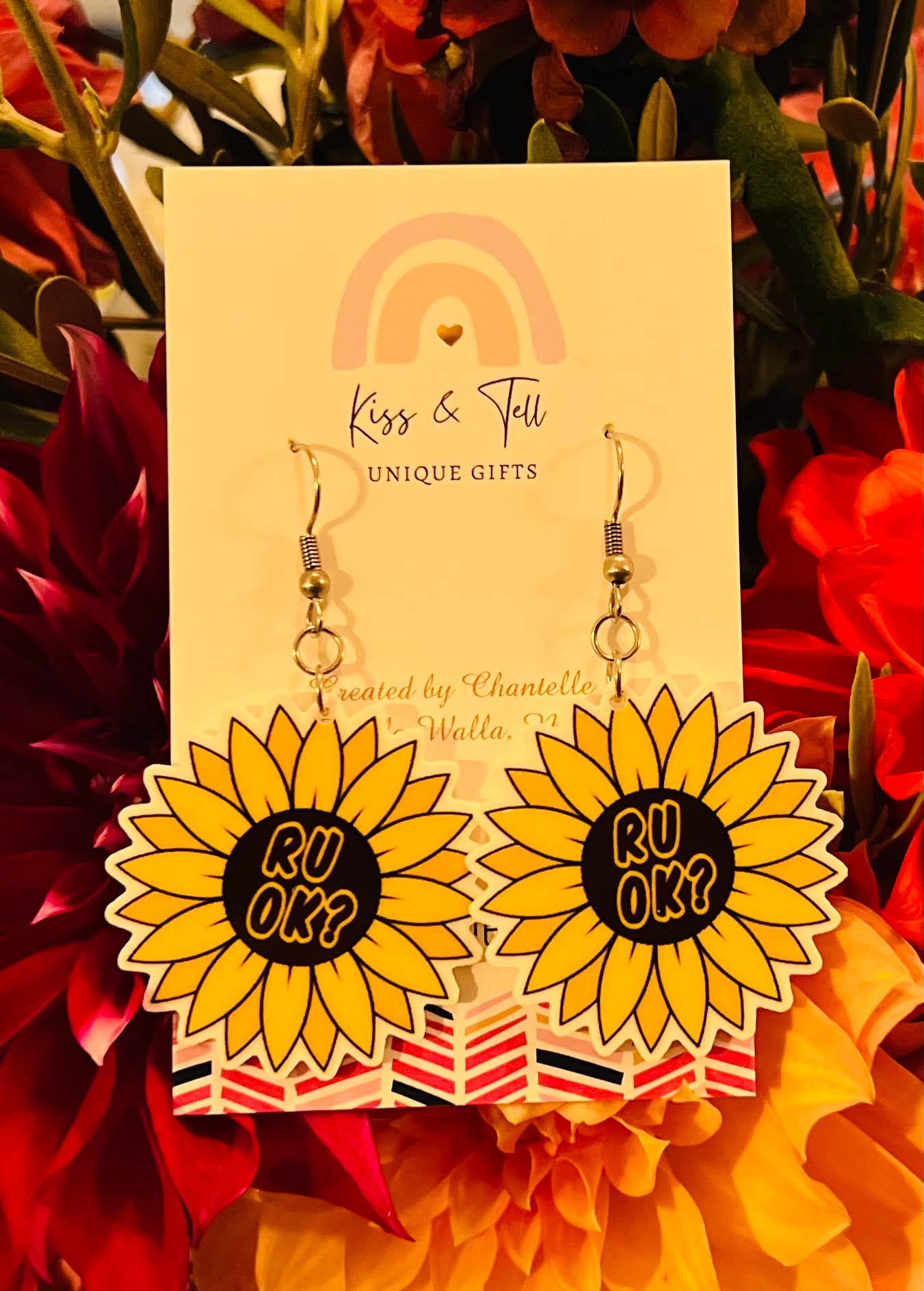 "R U OK?" Sunflower Earrings