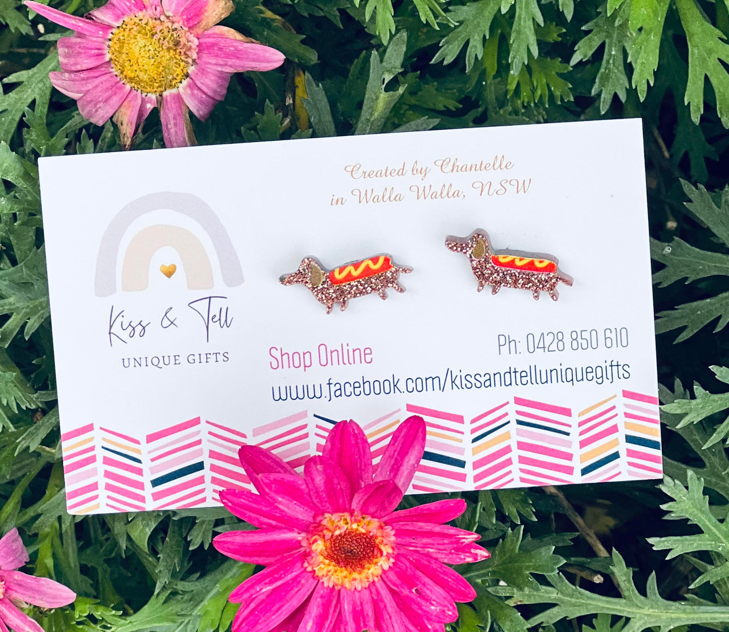 Sausage Dog Acrylic Stud Earrings