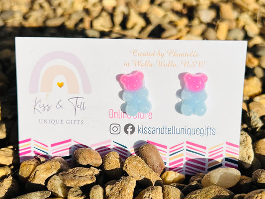 Ombre Glitter Gummi Bear Stud Earrings