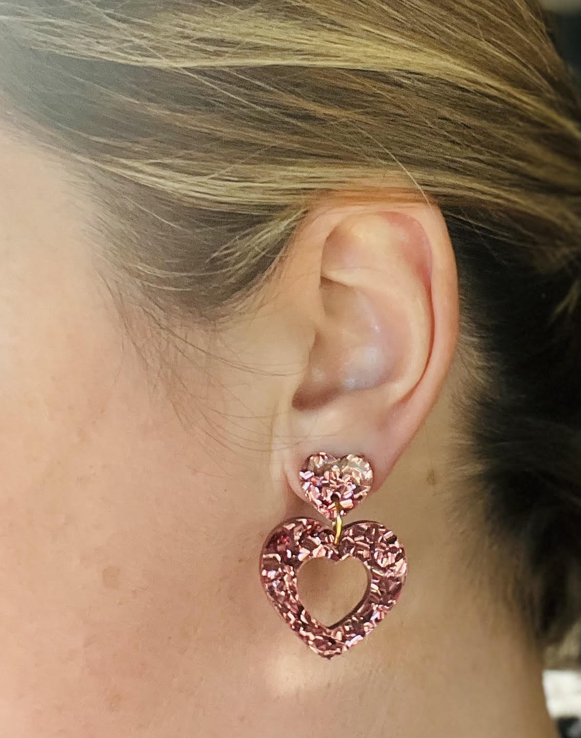 Rose Gold Heart-Drop Earrings