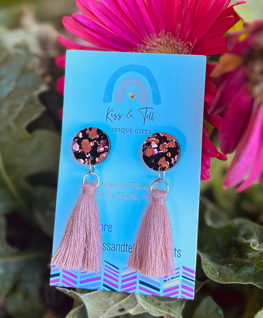 Rose-Gold Tassel Drop Earrings