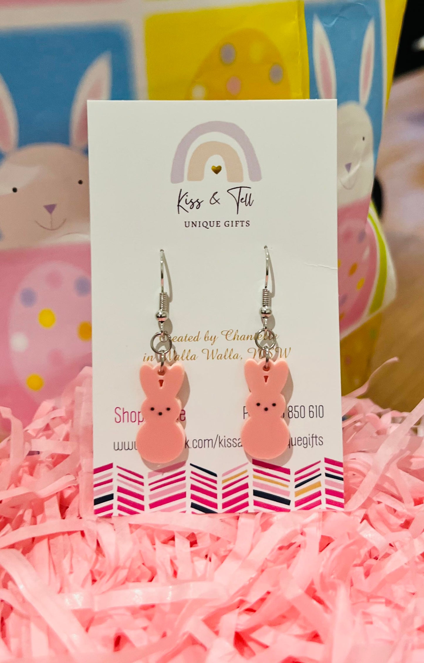 Pink Easter Bunny Dangle Earrings