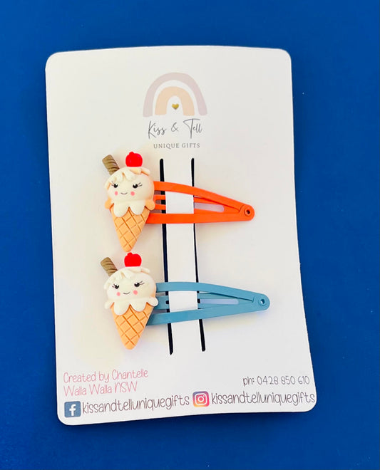 Ice Cream Cone Hair Clip Set