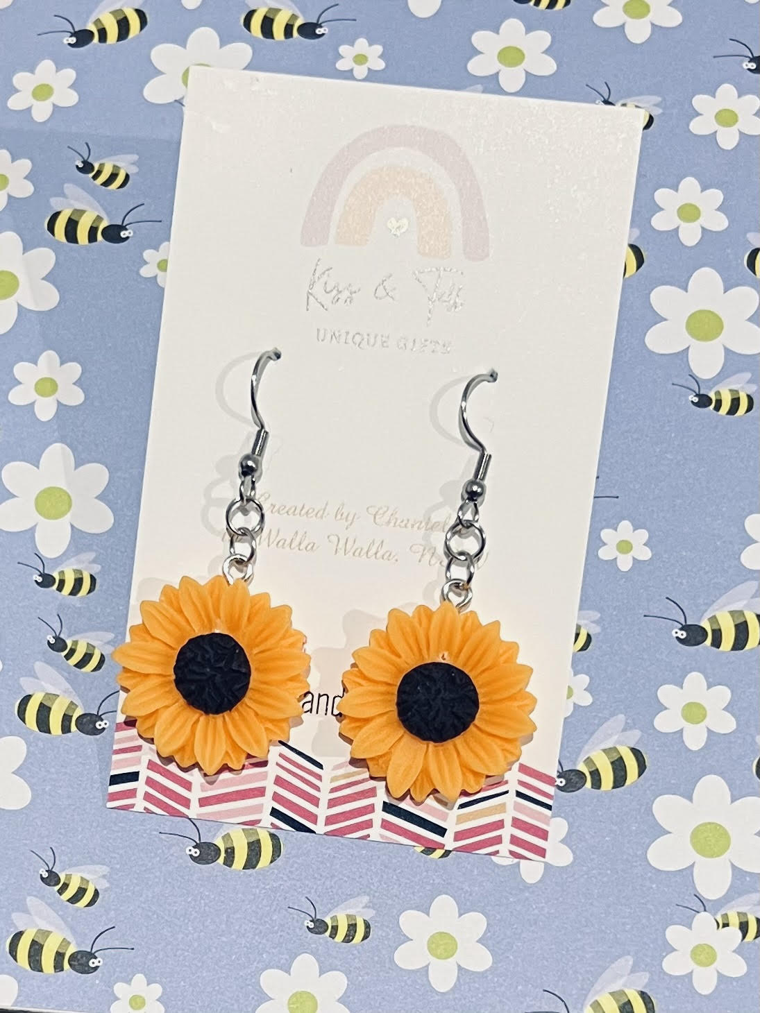 Larger Sunflower Dangle Earrings