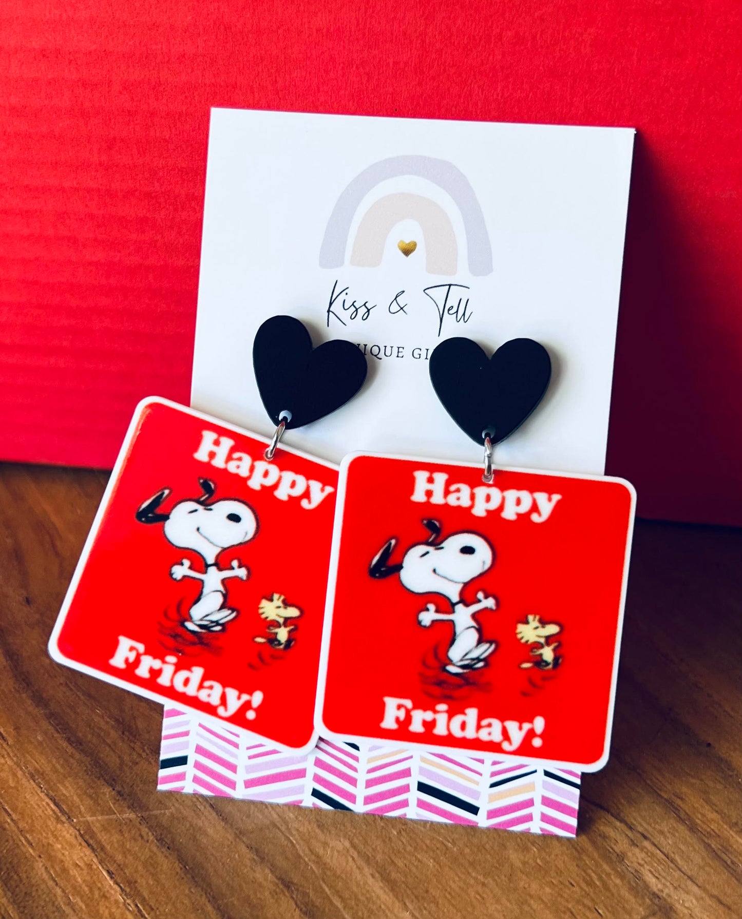 Happy Friday Snoopy Dangle Earrings