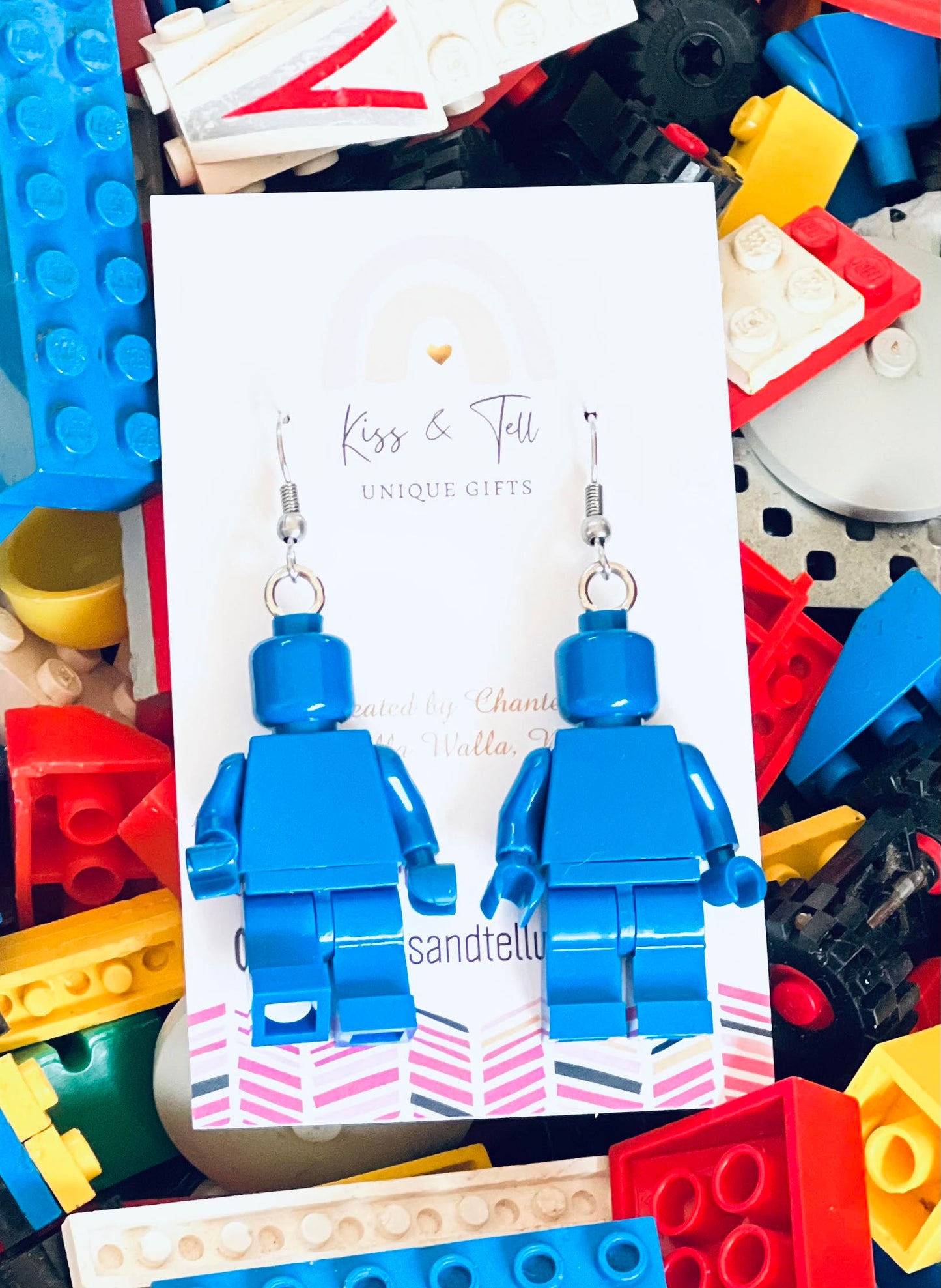 Lego Brick Man Dangle Earrings