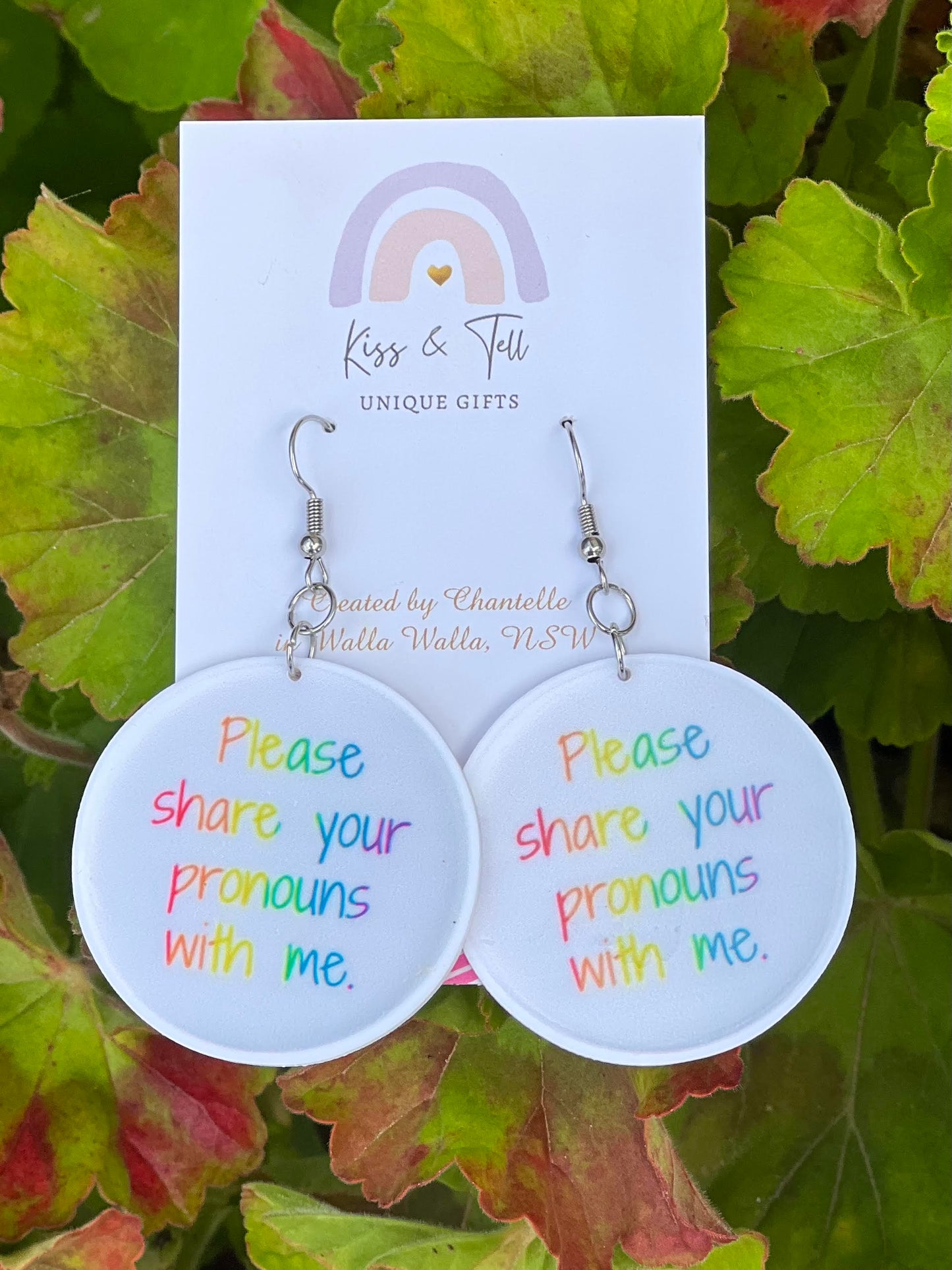 "Share your Pronouns with me" Statement Earrings