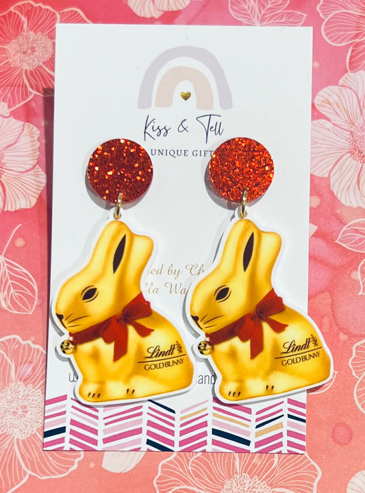 Lindt Chocolate Bunny Dangle Earrings